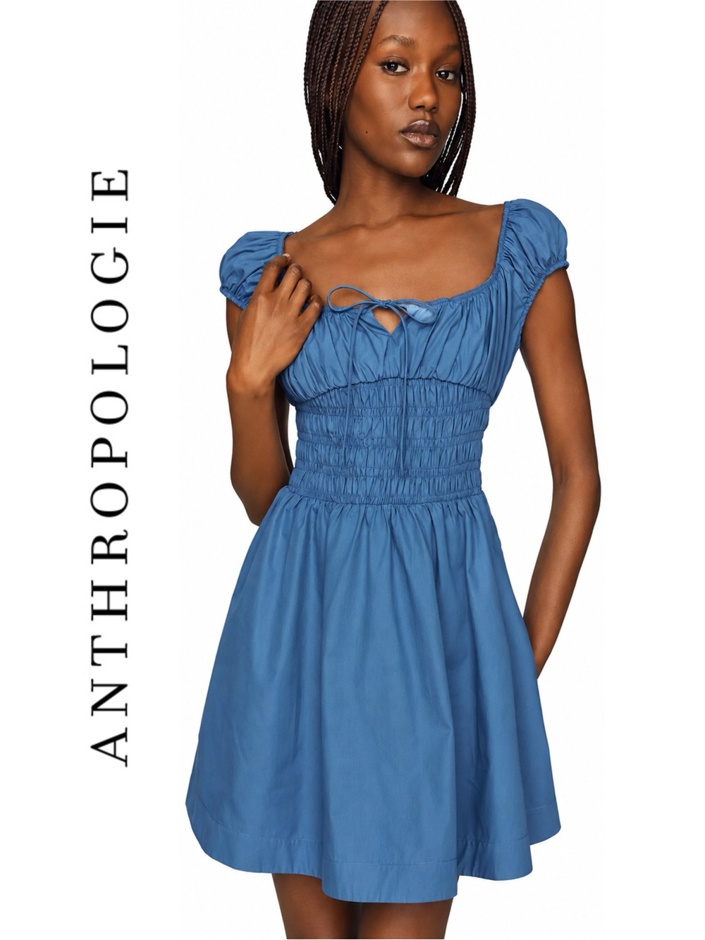 Anthropologie Cotton Smocked Mini Dress